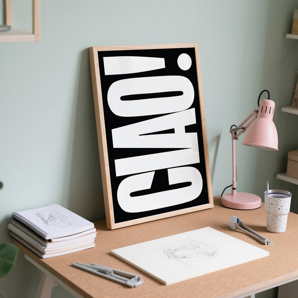 Affiche pour chambre de fille avec grande typographie CIAO.
