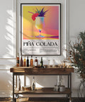 Décoration murale représentant la recette de la piña colada tropicale avec une noix de coco et un ananas
