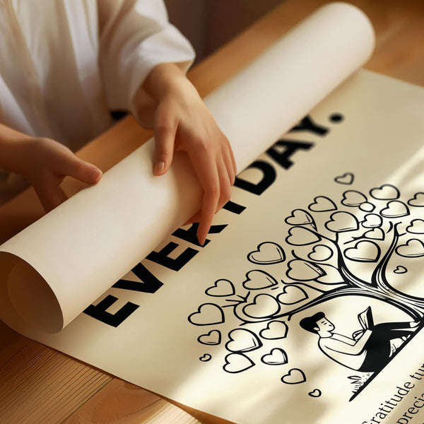 Affiche typographique en noir et blanc avec « Stay Grateful Everyday » (Restez reconnaissant chaque jour)
