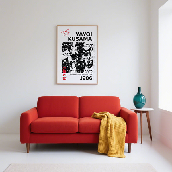 Grande décoration murale représentant un chat en noir et blanc