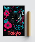 Art japonais funky représentant des chats aux couleurs vives pour un style d'intérieur éclectique