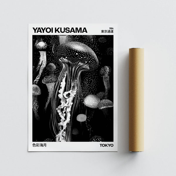 Design artistique monochrome représentant une méduse, alliant simplicité et détails