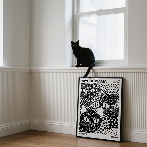 Affiche Black Cats inspirée des œuvres à pois de Yayoi Kusama