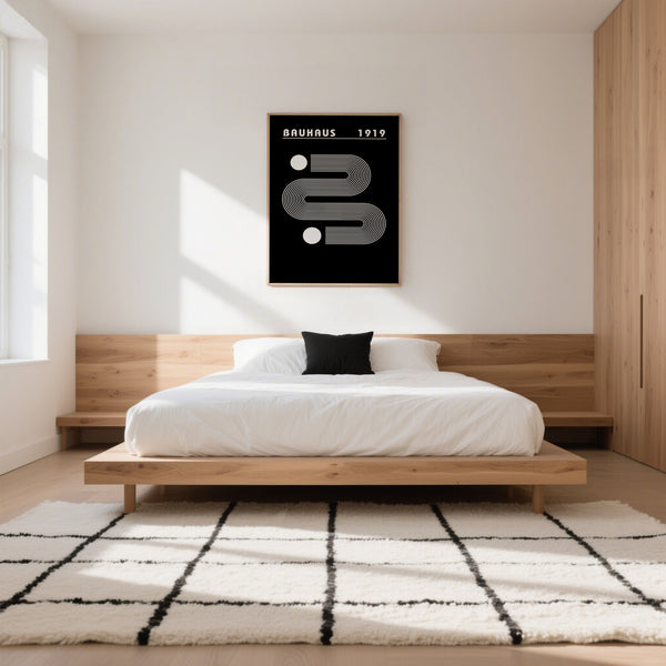 Art minimaliste noir pour chambre à coucher