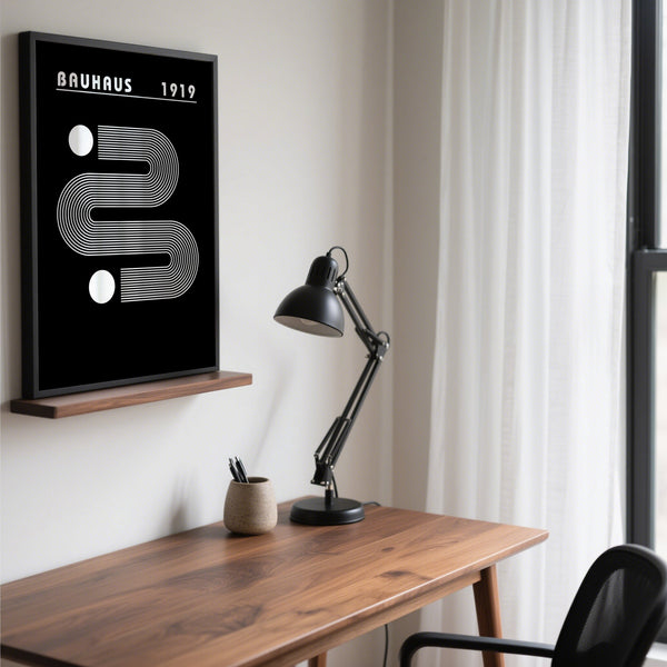 Art minimaliste noir pour bureau