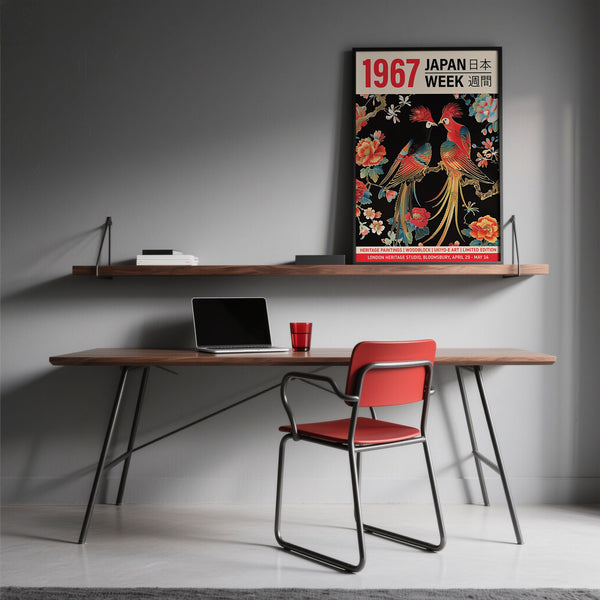 Affiches d'art japonais contemporain dans une palette noir et or