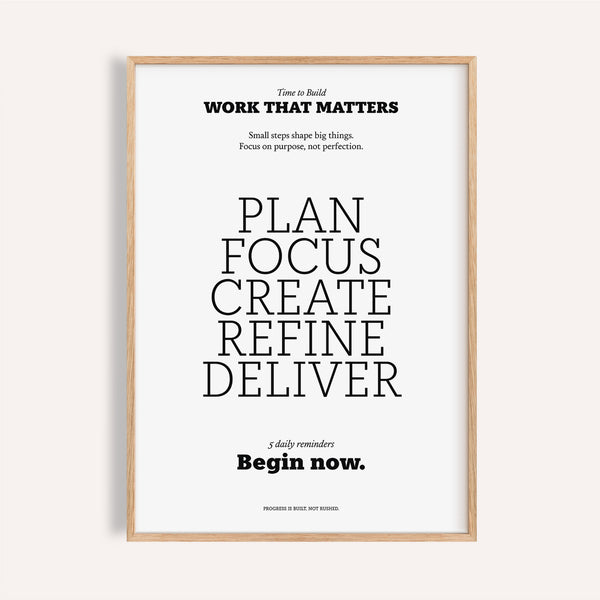 Poster blanc avec citation motivante pour décorer votre bureau

