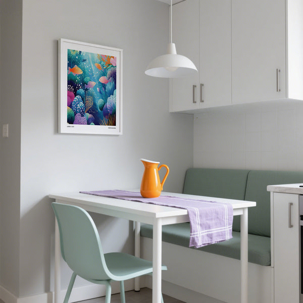 Décoration murale « Récif corallien » pour les cuisines-salles à manger lumineuses