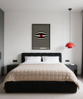 Impression pour chambre à coucher représentant un grand œil psychédélique en noir et rouge