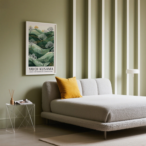 Décoration murale verte et dorée inspirée du paysage pour les chambres à coucher