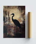 Impression murale grand format de haute qualité représentant un grand héron, sur papier mat