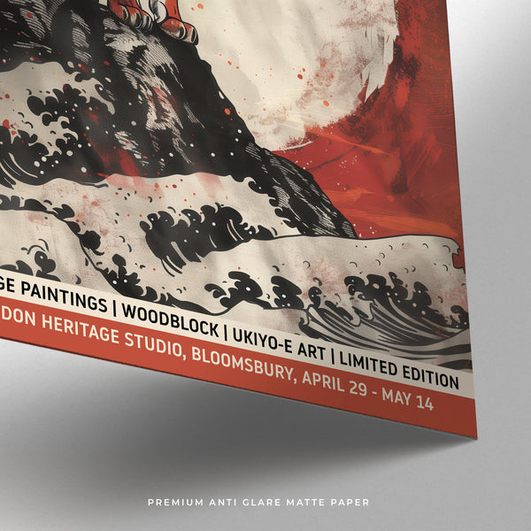 Achetez des estampes japonaises classiques dans une palette de couleurs rouge, noir et blanc.