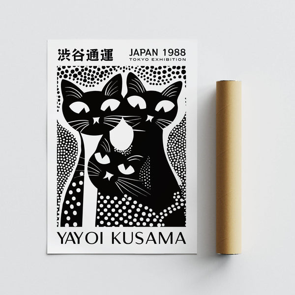 Affiche contemporaine représentant un chat noir, au style minimaliste