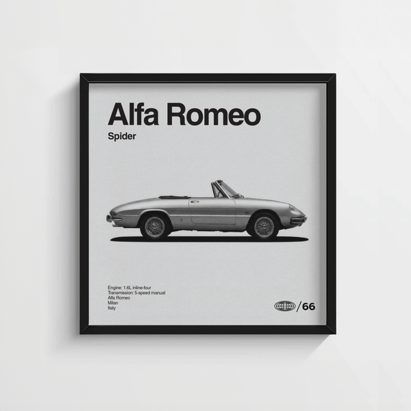 Impression artistique Alfa Romeo grise pour décorer les murs d'un garage