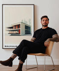 Poster représentant une maison en porte-à-faux de style Bauhaus, idéal pour les intérieurs architecturaux