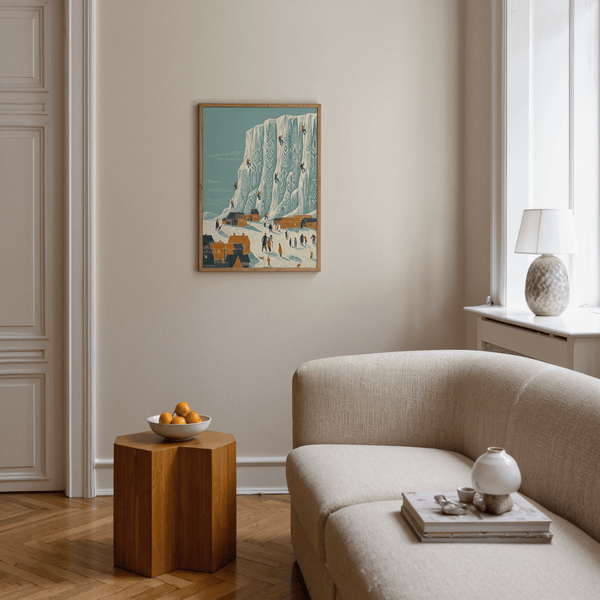 Impression artistique « Beige and White Mountain Climbing » idéale pour décorer une chambre à coucher