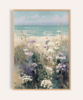 Impression Wildflower Beach aux teintes brunes et bleues pour décorer les murs de votre salon