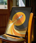 Rocket Wall Art featuring Black background, modern playroom wall art