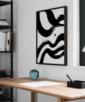 black and white paintings abstract wall art, expressive monochrome for hallway
