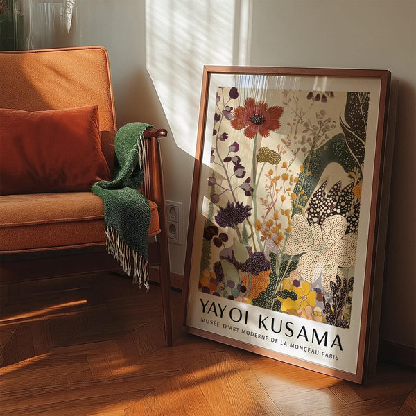 Affiche imprimée Yayoi Kusama au rythme organique et aux couleurs chaudes