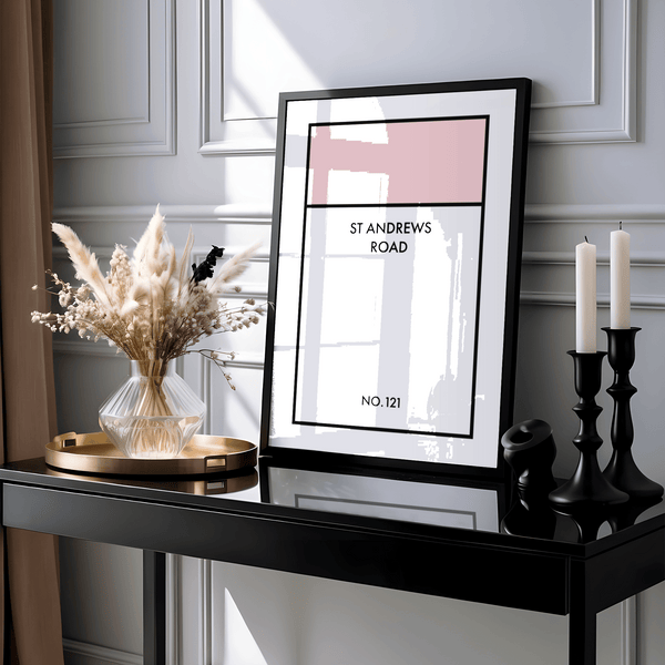 Nom de rue Famille Impression artistique personnelle, contours noirs pour la décoration de bureau