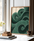 Poster moderne Green Wall Art en beige et vert pour un bureau à domicile