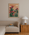 Impression artistique « Cactus Desert » avec fleurs rouges pour couloir