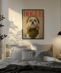Impression murale Shih Tzu en vert, rouge et beige pour décorer votre chambre à coucher sur le thème des chiens