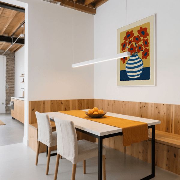 Poster Vase Art aux couleurs modernes, vase bleu, fleurs rouges, pour salle à manger