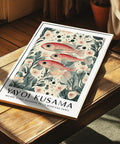 Modern Fish Artwork Prints with stylized sea life and botanical design.