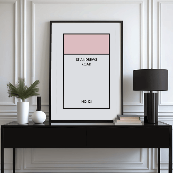 Nom de rue Famille Imprimé personnalisé, noir, blanc, multicolore pour chambre d'enfant