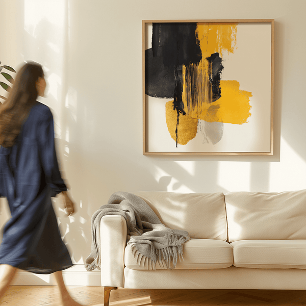 Modern Abstract Poster Art in yellow, black for office spaces print