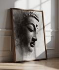 Impression Bouddha noir et blanc pour décoration spirituelle, affiche blanche et grise