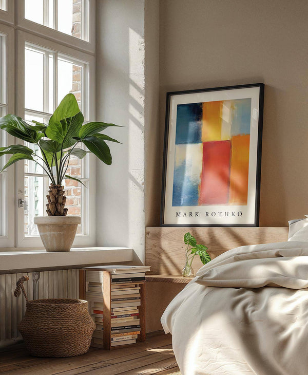 Gros plan sur des blocs de couleurs vives dans une impression artistique abstraite