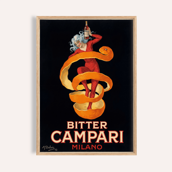 Impression vintage Campari avec orange et rouge pour décorer le mur de votre bar à domicile