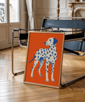 Impression artistique moderne représentant un chien dalmatien à taches bleues pour décorer les murs de votre bureau