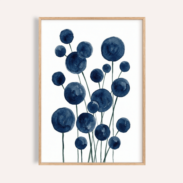 Impression aquarelle de fleurs bleues et blanches pour décorer les murs de votre salon
