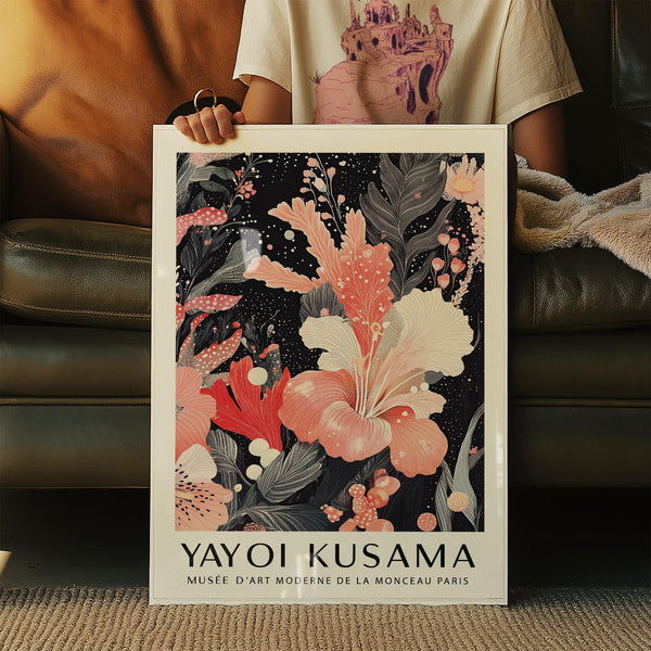 Elegant black and pink wall art for bedrooms featuring artistic florals