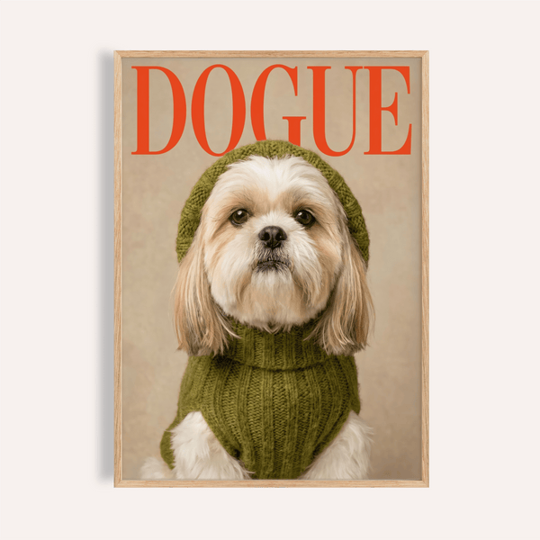 Impression murale Shih Tzu pour salon, avec affiche artistique verte, rouge et beige