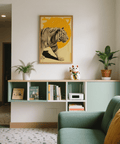Impression artistique Tiger en jaune beige pour une décoration créative de votre espace
