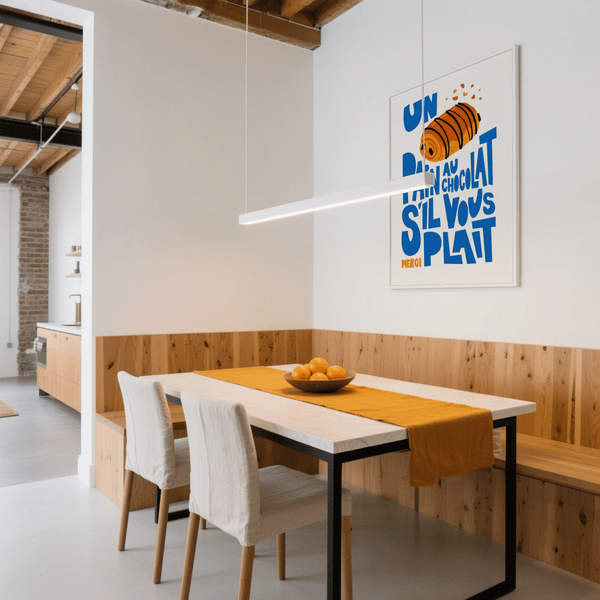 Impression Pain au chocolat dans les tons bleus et marron, décoration murale pour salon