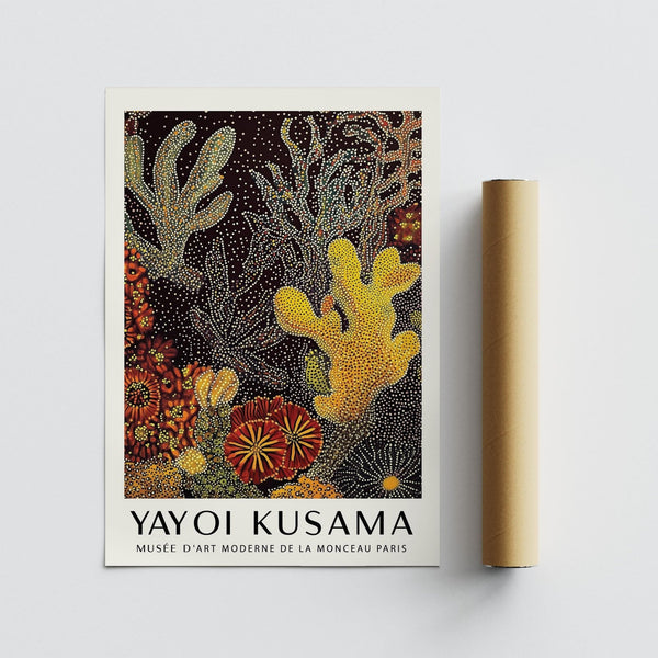 Art abstrait sous-marin représentant un récif corallien pour une décoration murale moderne.