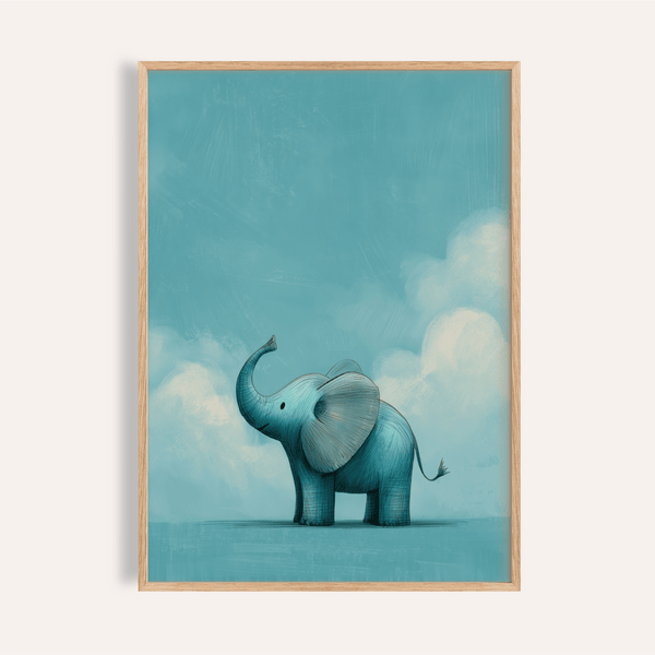 Poster animalier bleu pour chambre d'enfant, idéal comme décoration murale dans une chambre d'enfant