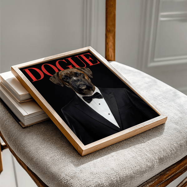 Élégant poster Dogue Boxer pour les amoureux des chiens, noir, rouge, blanc