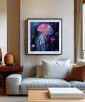 Impression murale magique aux couleurs pastel et rose représentant une méduse, pour des espaces élégants