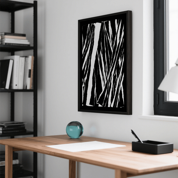 art noir blanc abstrait décor en noir et blanc pour décoration murale d'entrée