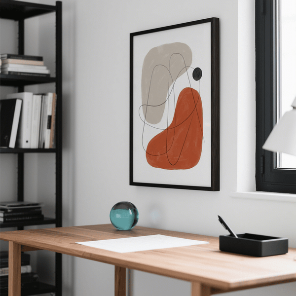 Art abstrait simple vert et jaune pour affiche de couloir moderne