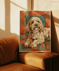 Cockapoo Impression murale utilisant des touches orange dans un coin lecture confortable
