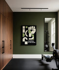 Décoration murale minimaliste avec message motivant sur le fitness.