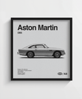 Affiche Aston Martin Art Print aux tons noir et blanc pour les murs de garage